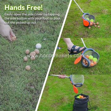 Hot sale Garden Rolling Nut Gatherer Nut Picker Side Opening Foot-Operated Release Ball Picker Roller nut collector